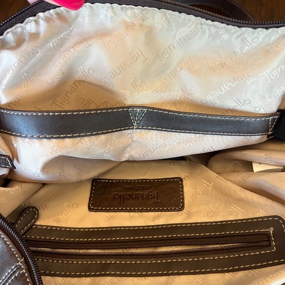 Tignanello Leather Brown Satchel Bag Double Handle Bag - Picture 12 of 15